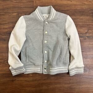 Barque Boys Sweatshirt Cardigan Jacket Varsity Gray White Snap Buttons 5 5T